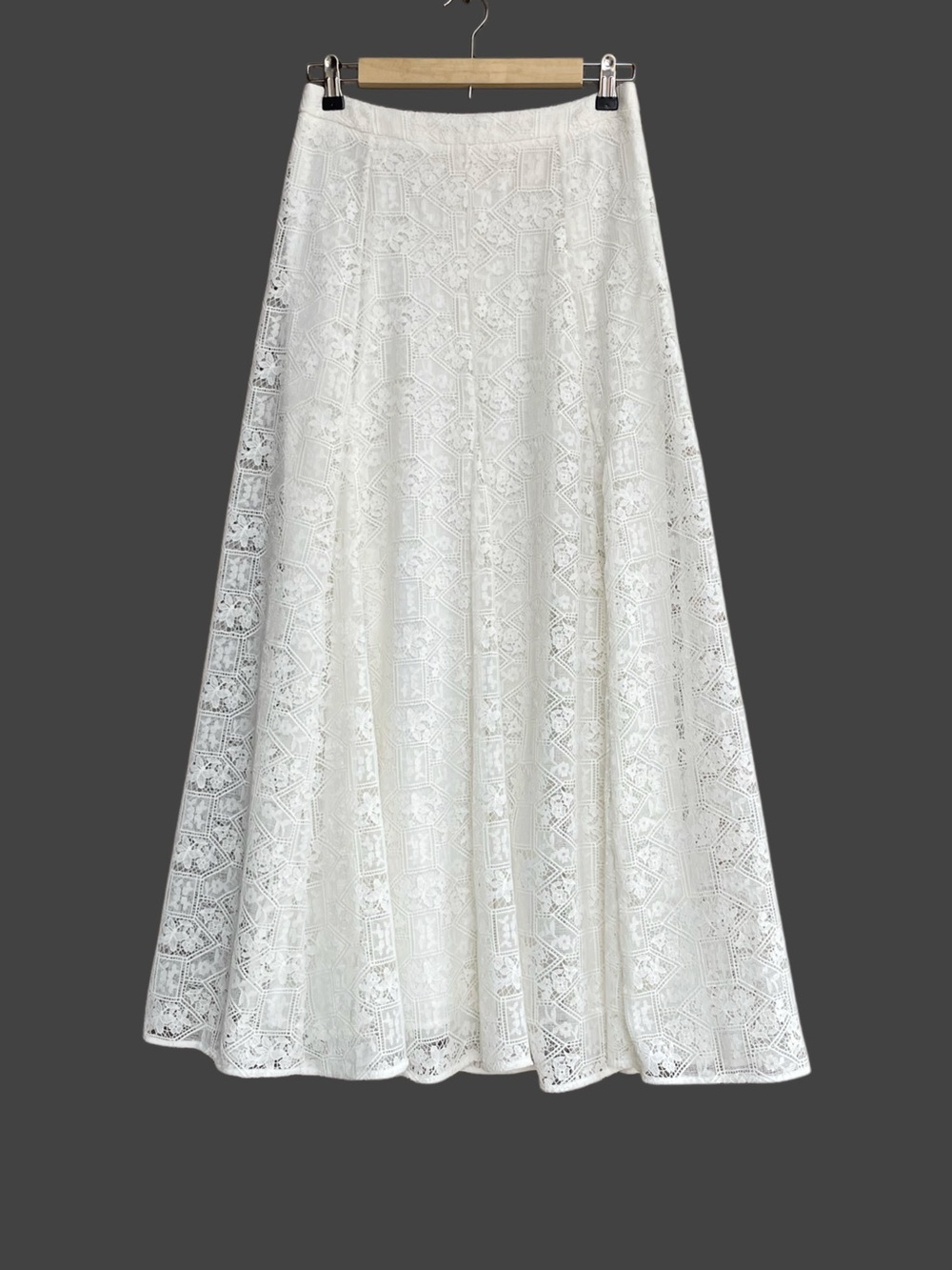 SEZANE White Ecru Flowy Embroidered Floral Lace Maxi Skirt Aglae Skirt - Picture 7 of 17